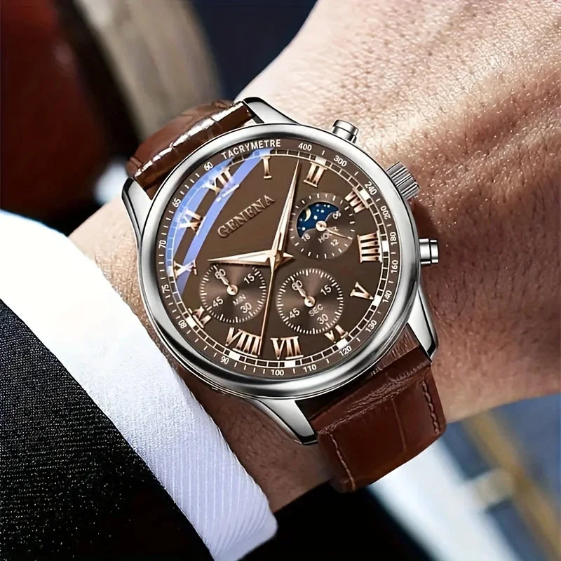 NOREVIA SWISS BUSINESS LEATHER WATCH